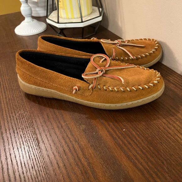 Men's Hush Puppies Moccasin Shoe Tan Huron Rust Suede 7 - Picture 3 of 5